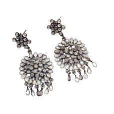Crystal Polki Earrings Silver 925 Sterling Dangle Drop Women Uncut Handmade E231